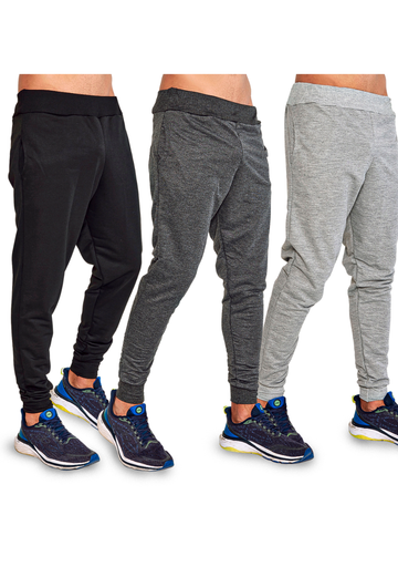 Kit 3 Calça Moletom Jogger Slim Academia Bolso Na Frente