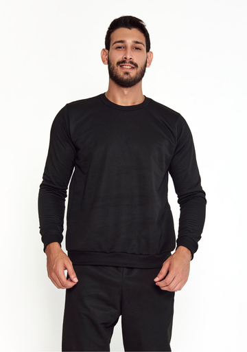 Blusa Moletom Masculina sem Capuz - Preto - JJ