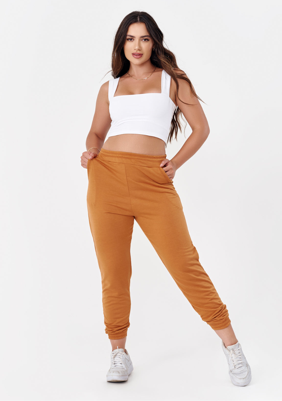 Calça Jogger Feminina Moletom - Terracota - JJ