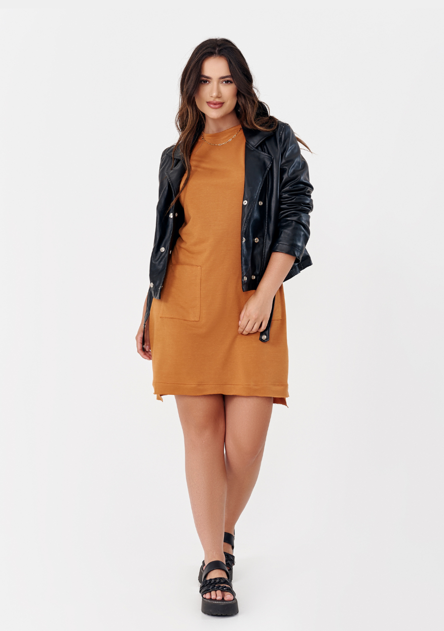 Vestido Moletinho Curto Feminino - terra - JJ