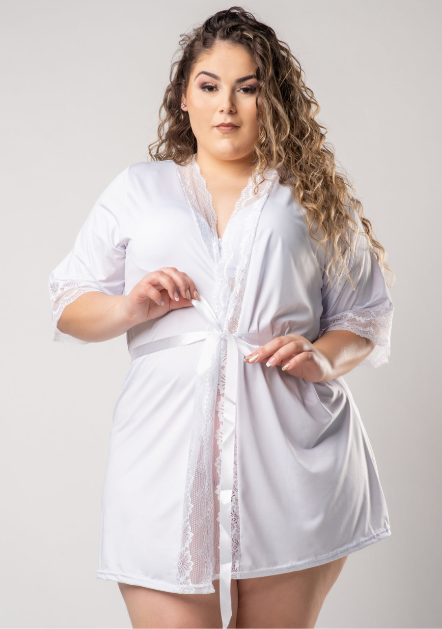 Robe Feminino Plus Size Mari - Branco - JJ