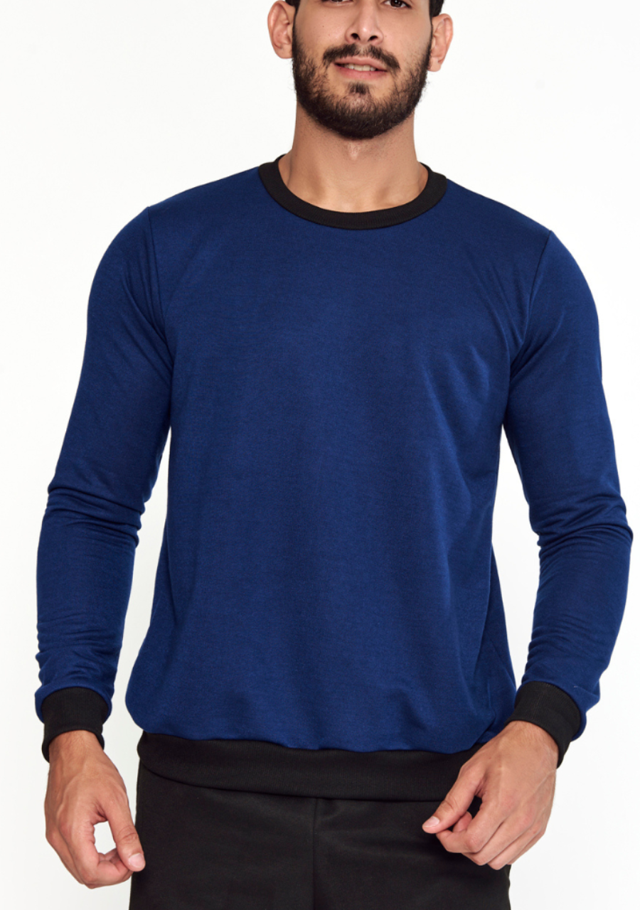Blusa Moletom Masculina sem Capuz - Marinho - JJ