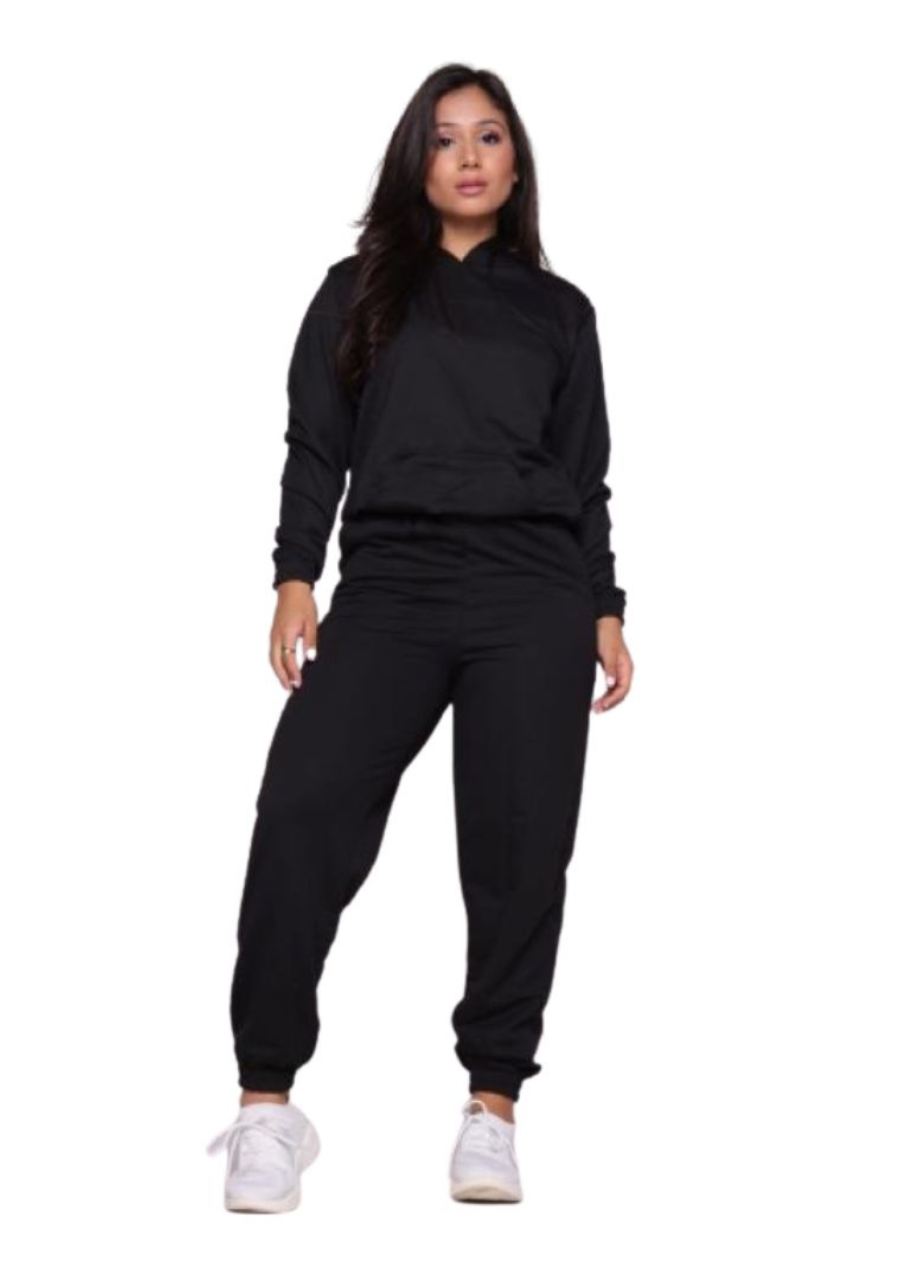 Conjunto Moletinho Feminino - Preto - JJ