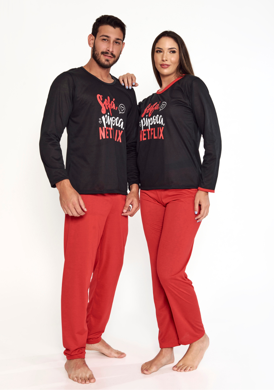 Kit 2 Pijamas Netflix Adulto Inverno Masculino e Feminino - JJ