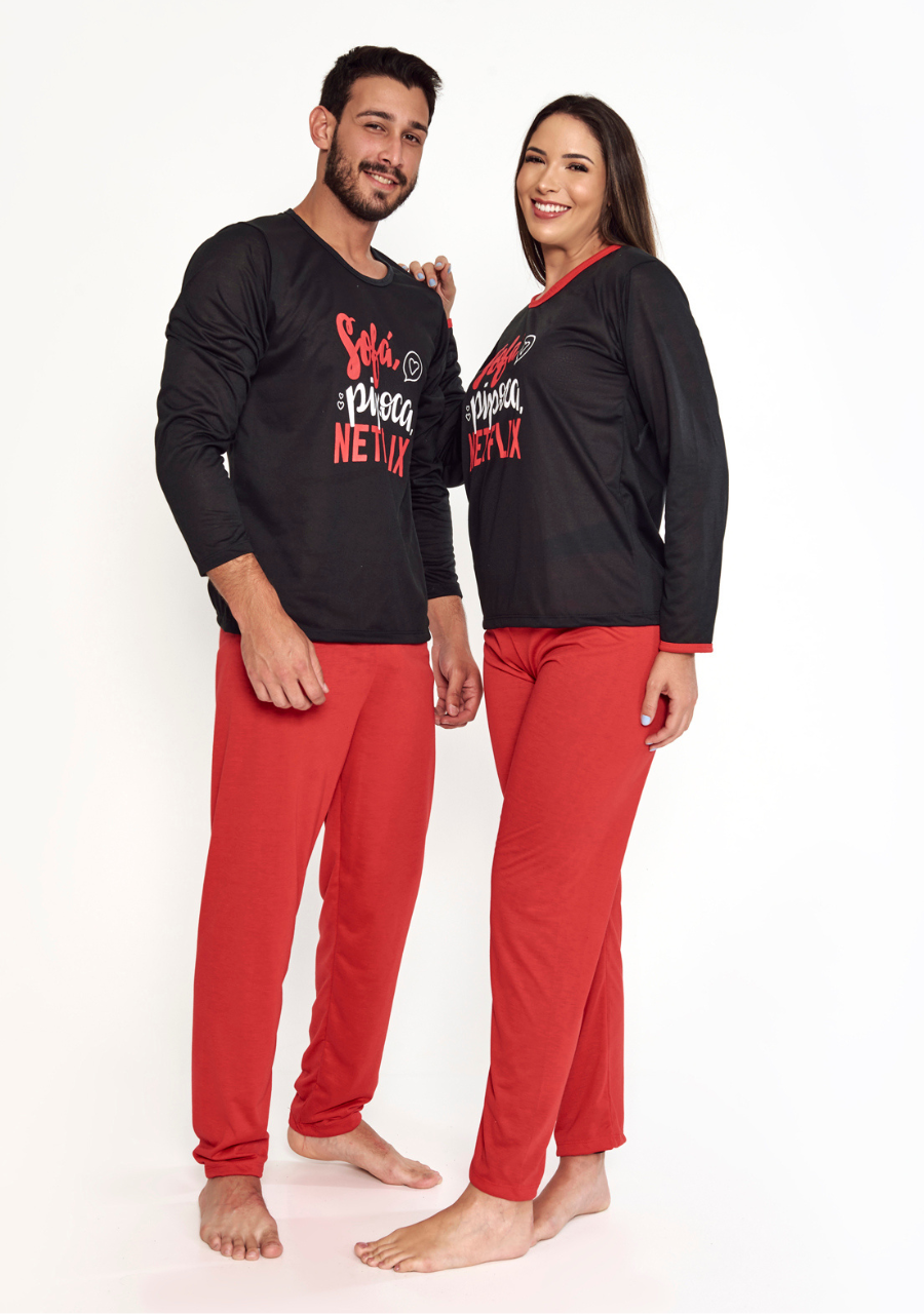 Kit 2 Pijamas Netflix Adulto Inverno Masculino e Feminino - JJ
