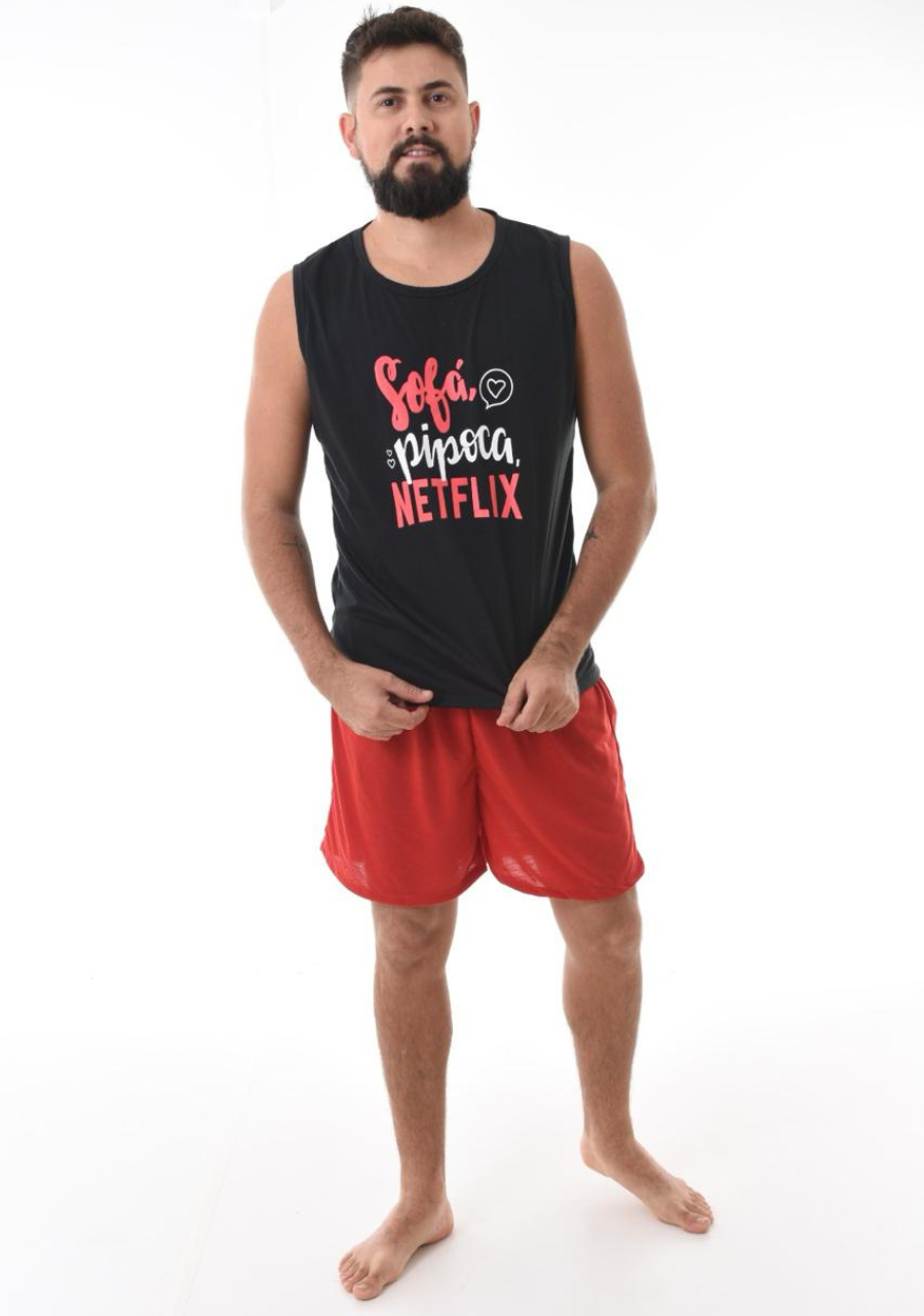Kit 2 Pijamas Netflix Casal verão Masculino e Feminino Casal - JJ