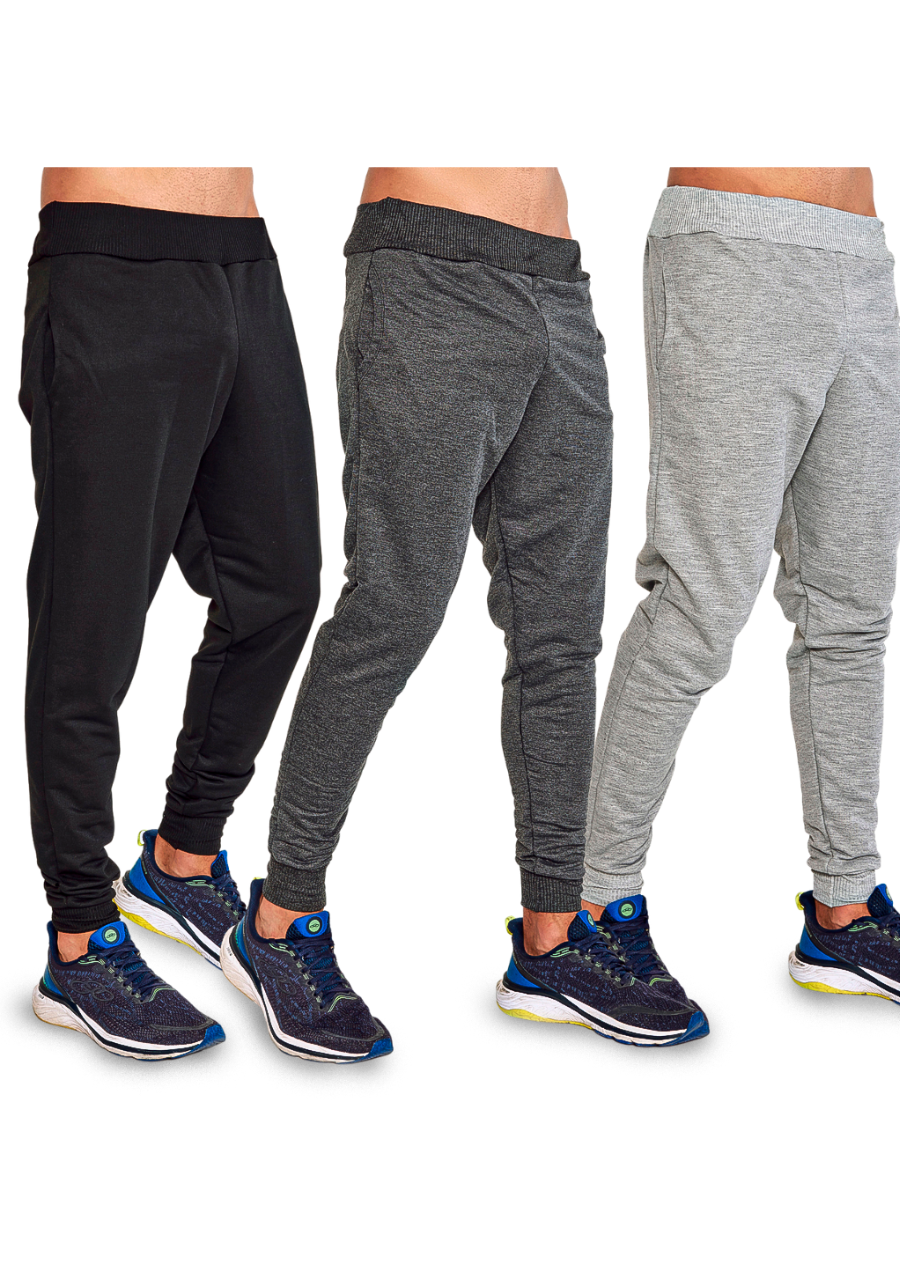 Kit 3 Calça Moletom Jogger Slim Academia Bolso Na Frente