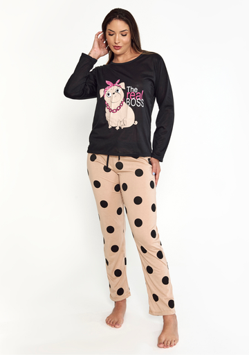 Pijama Feminino Inverno Poa Camisa Manga Longa e Calça - JJ