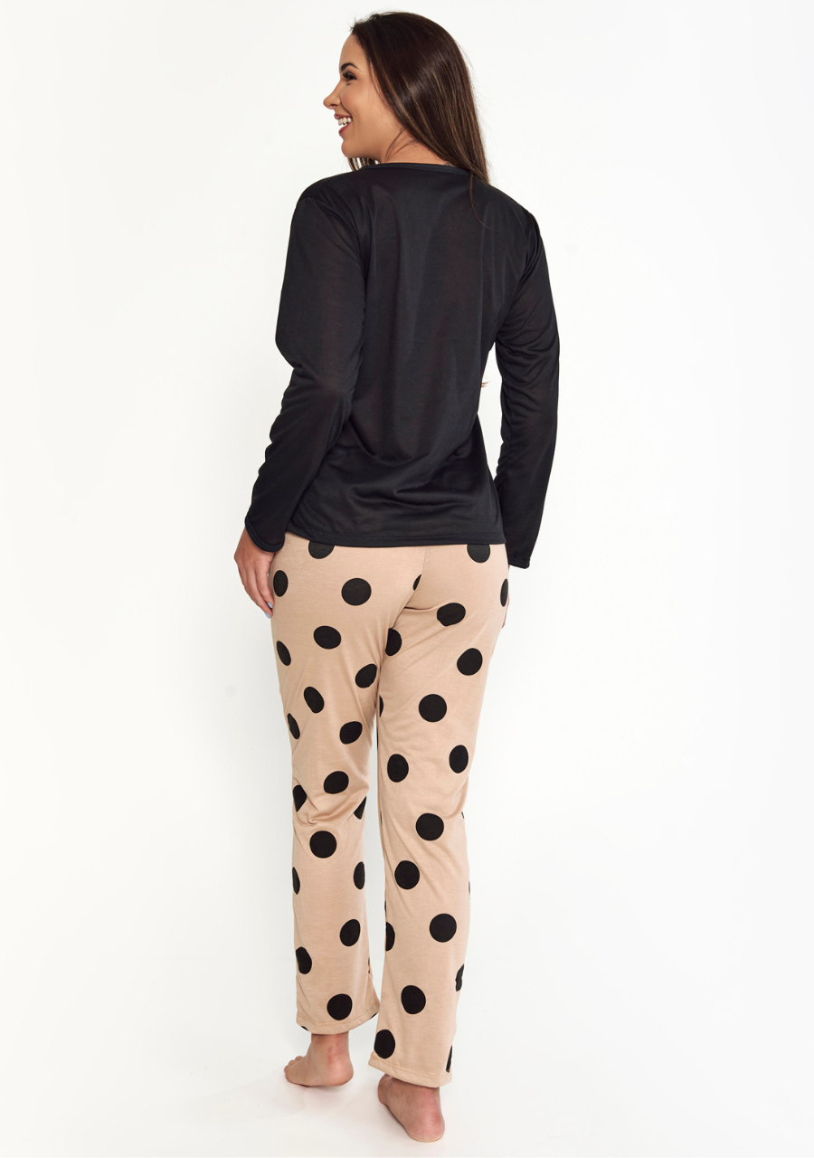 Pijama Feminino Inverno Poa Camisa Manga Longa e Calça - JJ