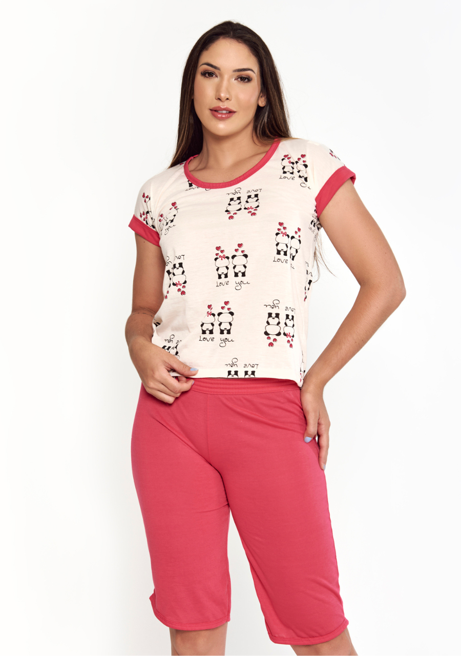 Pijama Feminino Manga Curta Pescador - JJ