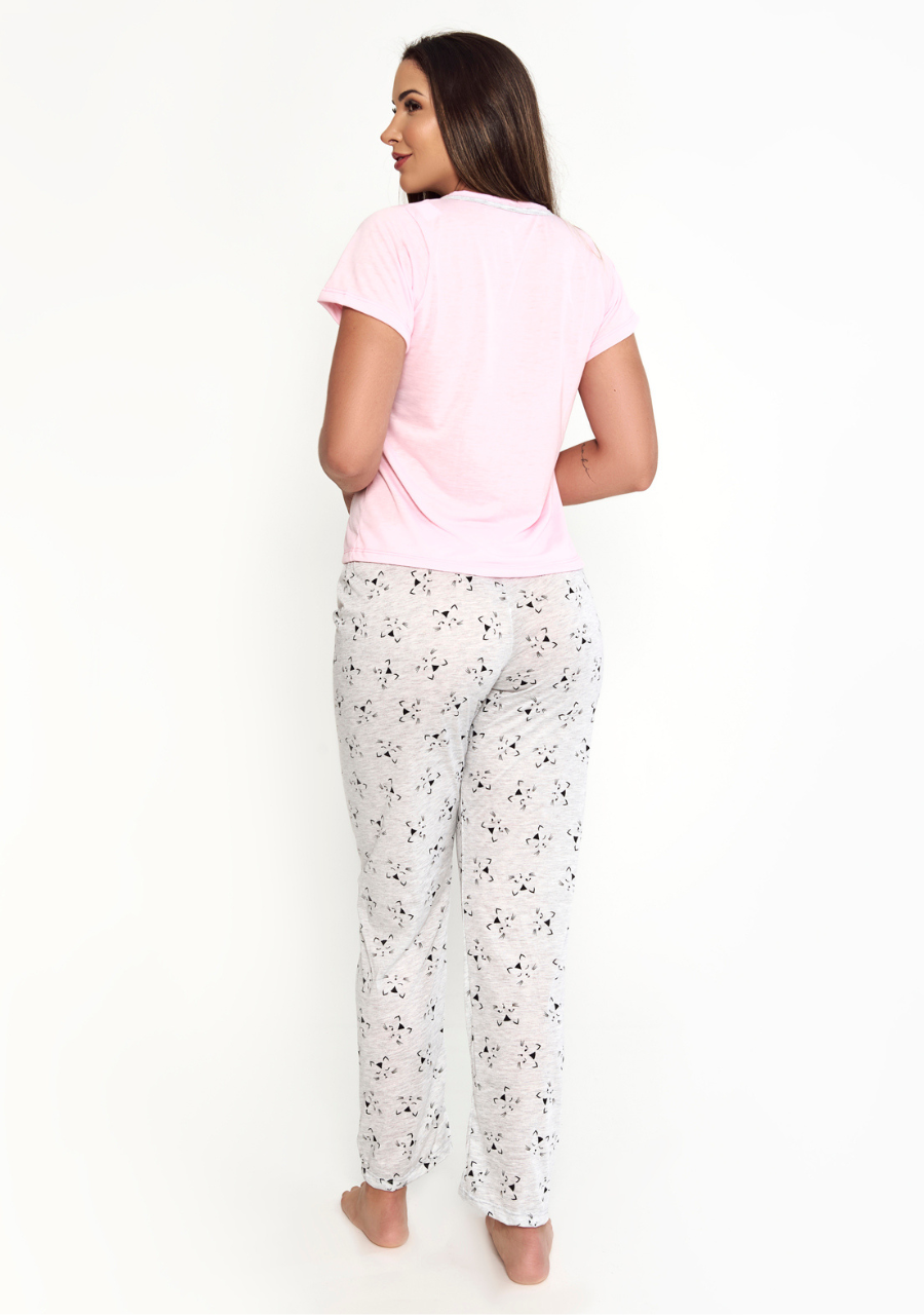 Pijama Feminino Mescla Camiseta e Calça - JJ