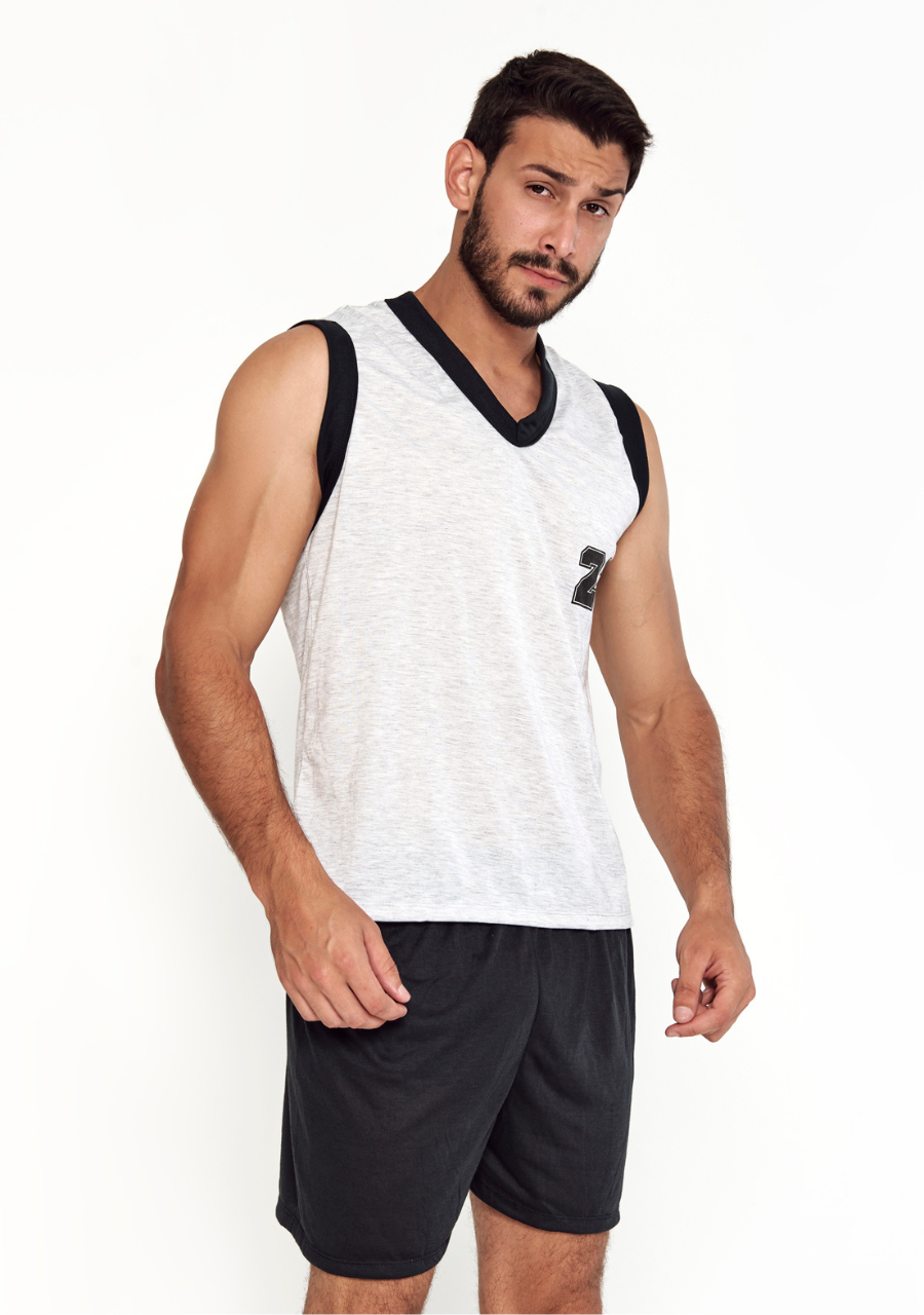 Pijama Masculino Adulto Curto Verão Regata E Short - JJ
