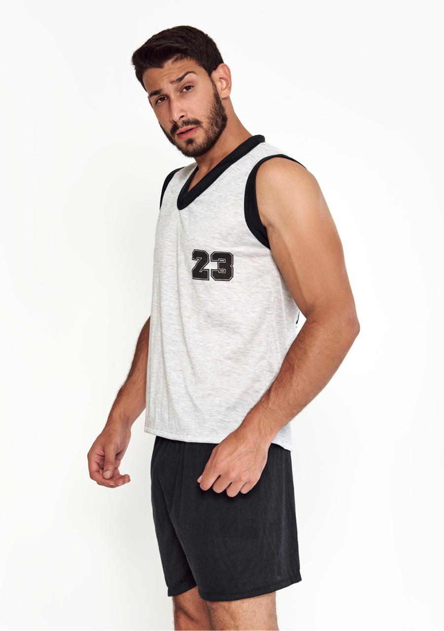 Pijama Masculino Adulto Curto Verão Regata E Short - JJ
