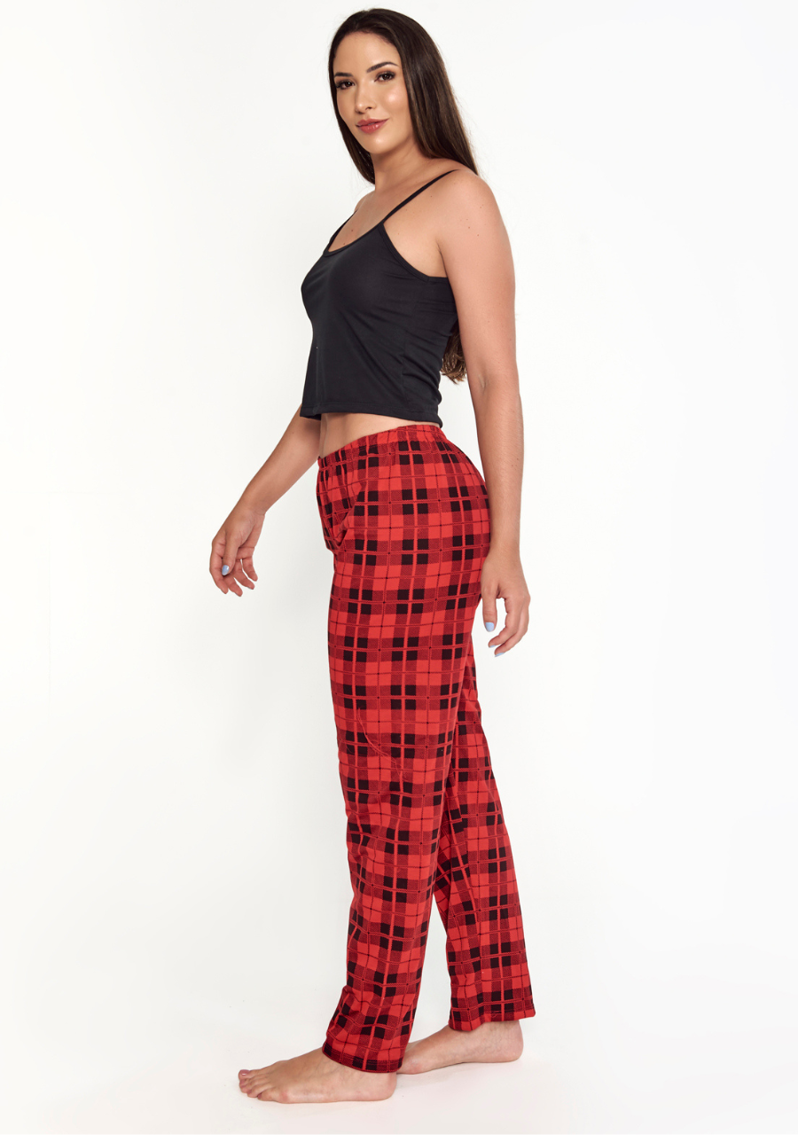Pijama Xadrez Feminino Camiseta e Calça - JJ