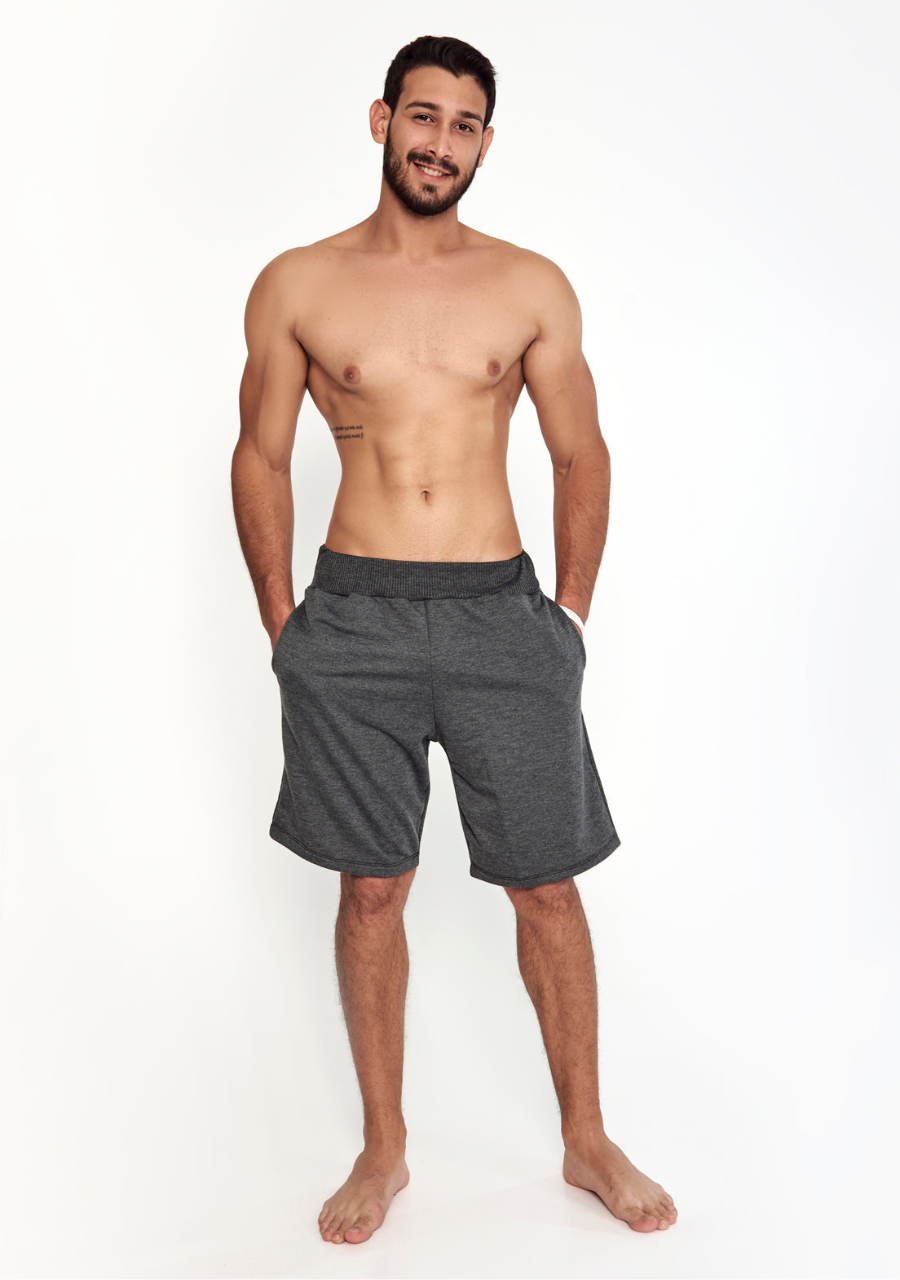 Bermuda Masculina Moletom Com Bolso - Chumbo - JJ