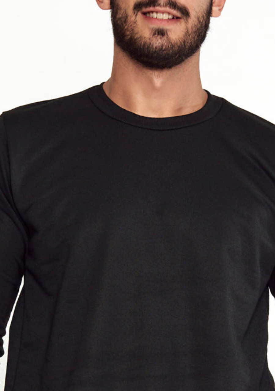 Blusa Moletom Masculina sem Capuz - Preto - JJ