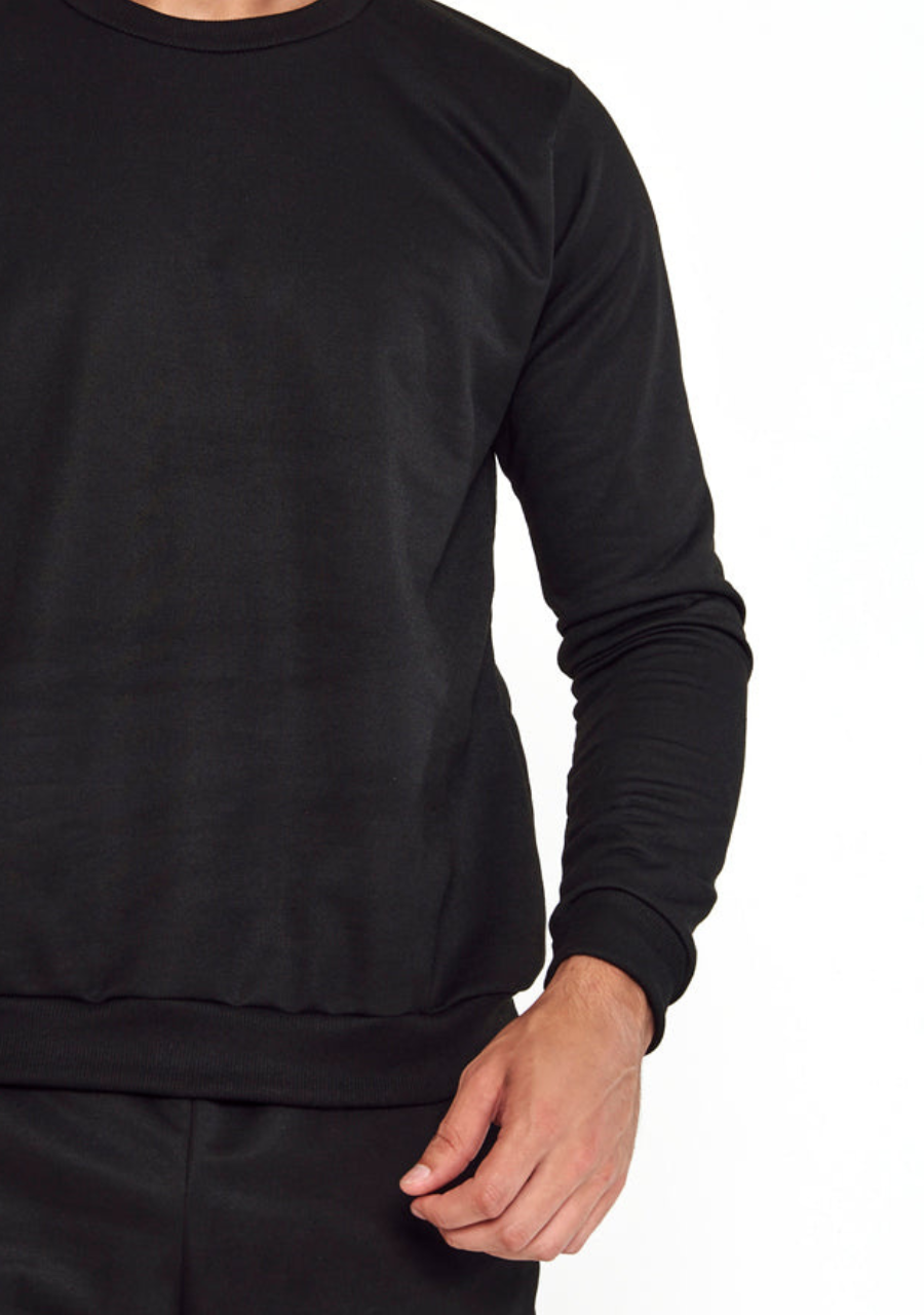 Blusa Moletom Masculina sem Capuz - Preto - JJ
