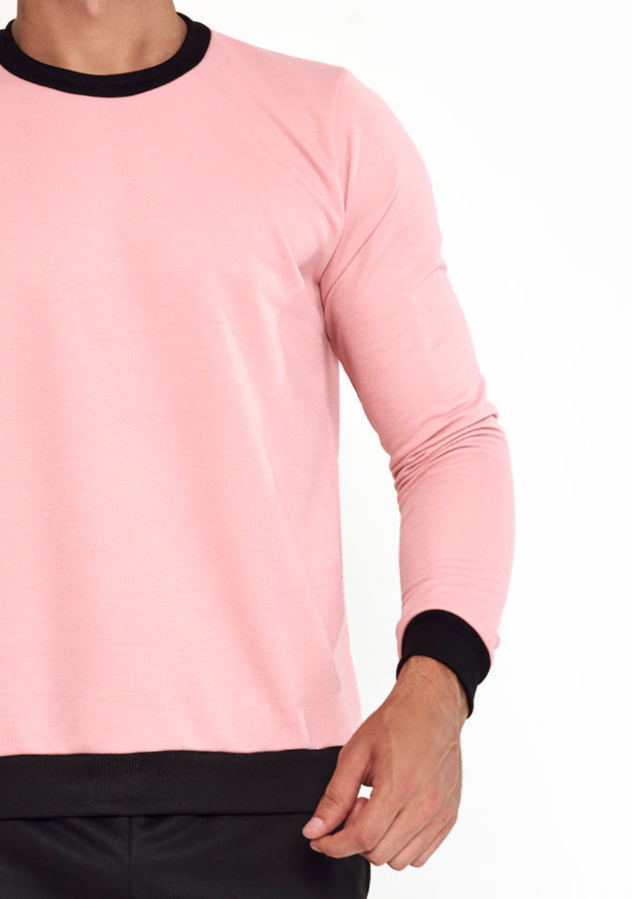 Blusa Moletom Masculina sem Capuz - Rosa - JJ