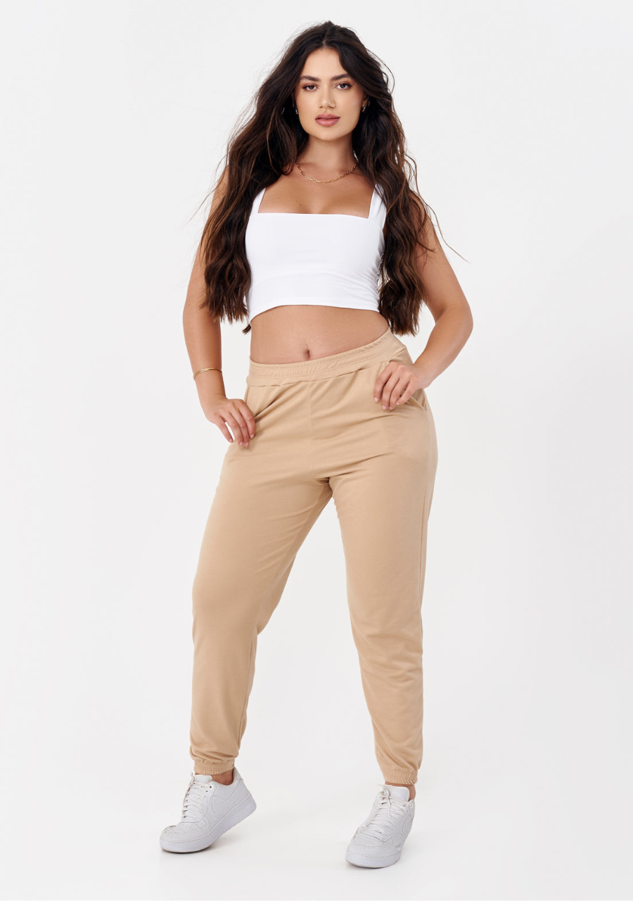 Calça Jogger Feminina Moletom - Bege - JJ