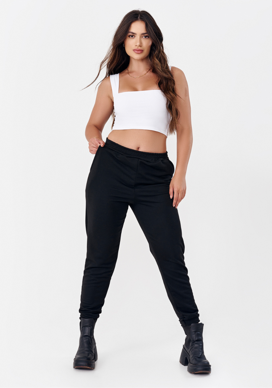 Calça Jogger Feminina Moletom - Preto - JJ