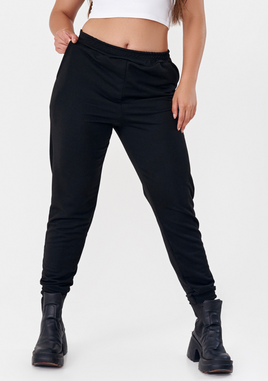Calça Jogger Feminina Moletom - Preto - JJ