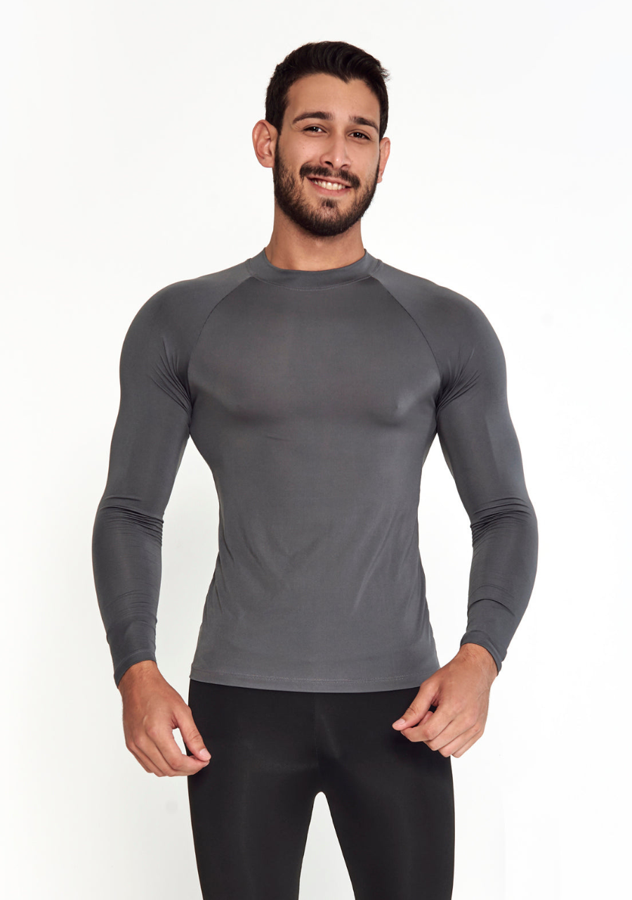 Camisa Térmica Masculina Manga Longa Segunda Pele - Chumbo- JJ