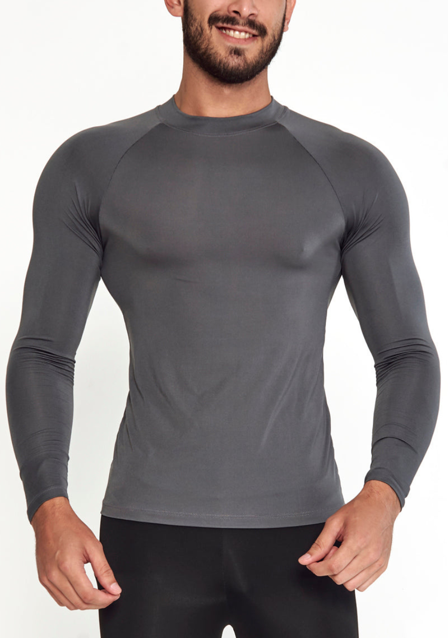 Camisa Térmica Masculina Manga Longa Segunda Pele - Chumbo- JJ
